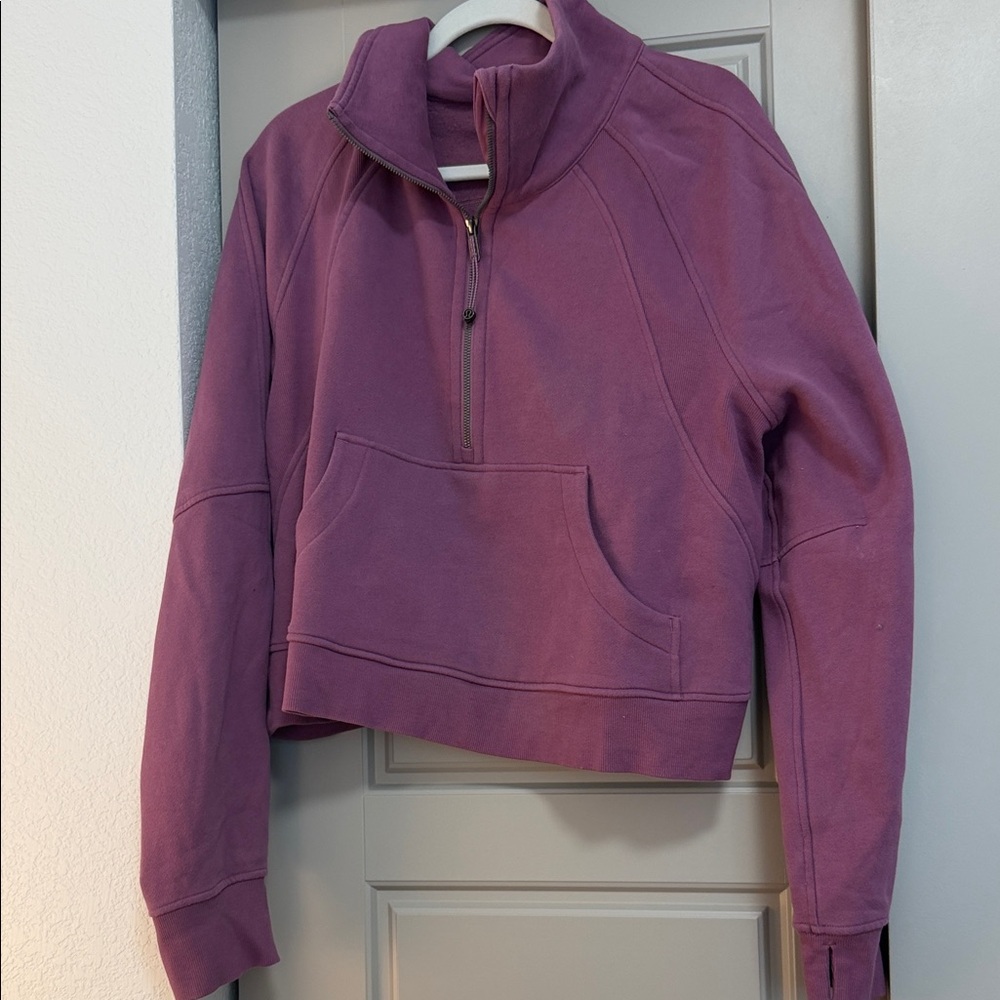 Lululemon Womens Cropped Half-Zip Pullover Sweater - Mauve Purple